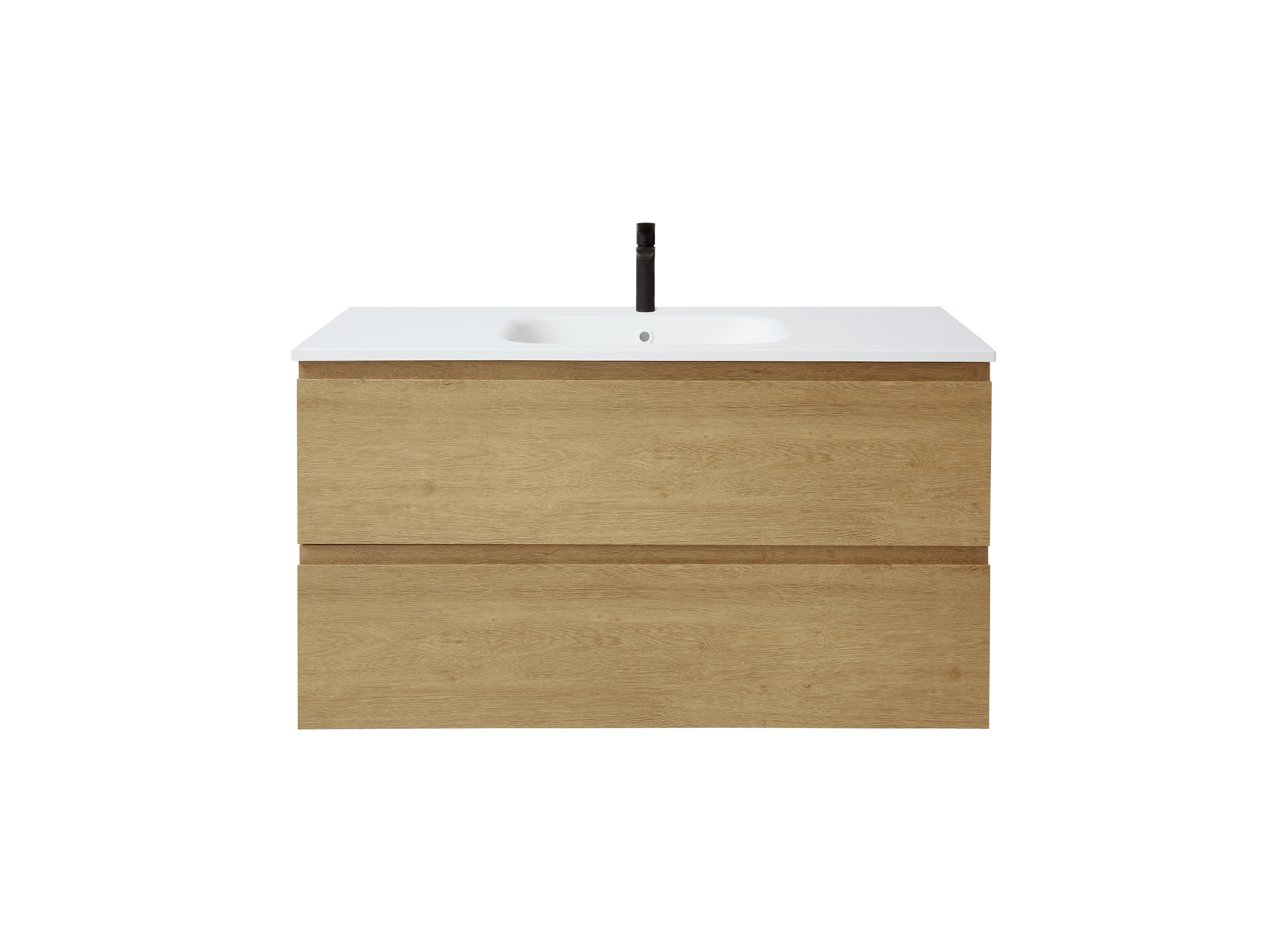 KVIKSETS trævask fra Bath-serien, med naturlig egetræsfinish med minimalistisk design, ideel til moderne badeværelseselegance.